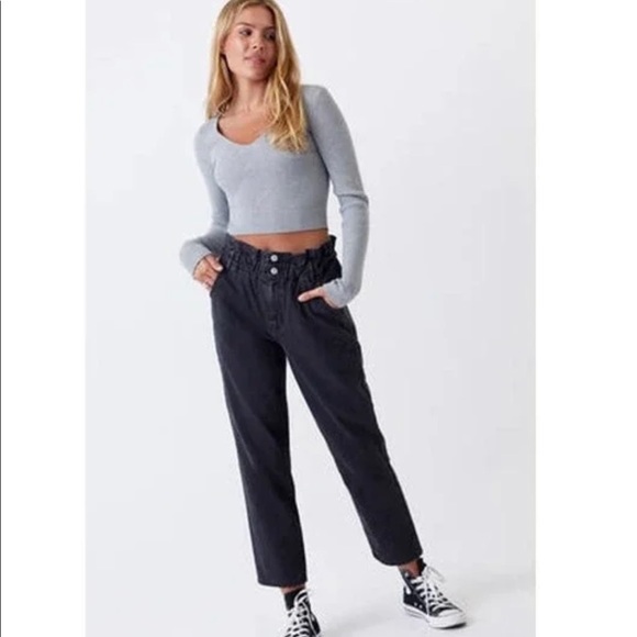 PacSun Denim - PacSun Paperbag Waist Mom Jeans Gray